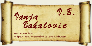 Vanja Bakalović vizit kartica